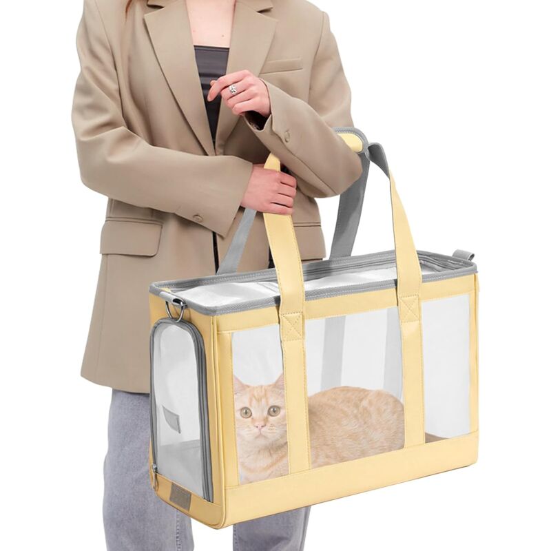 CCYKXA Sac de Transport Chat Chien Chaton Chiot,Respirant Sac Transport Chat avec Sangle de Sécurité Interne,Sac à Bandoulière pour Animaux avec