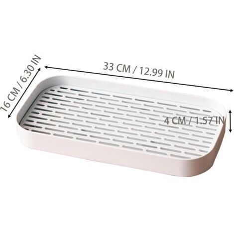 CCYKXA Scolapiatti a 2 pezzi, scolapiatti a 2 livelli, vassoio raccogligocce, doppio strato rimovibile per posate e tazze per scolare l'acqua (33 x 16 x 4 cm)