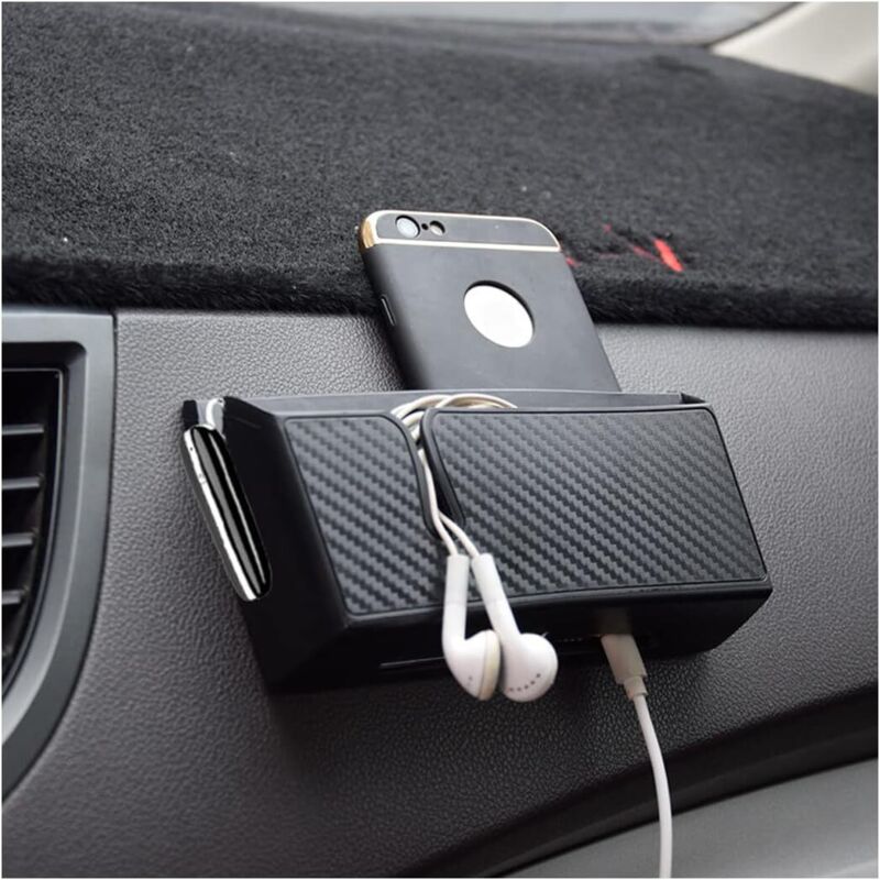 CCYKXA Self-Adhesive Car Storage Box, Carbon Fiber Pattern Organizer, Phone Sunglasses Organizer, Car Accessories, for Storing Keys, Coins, Pens