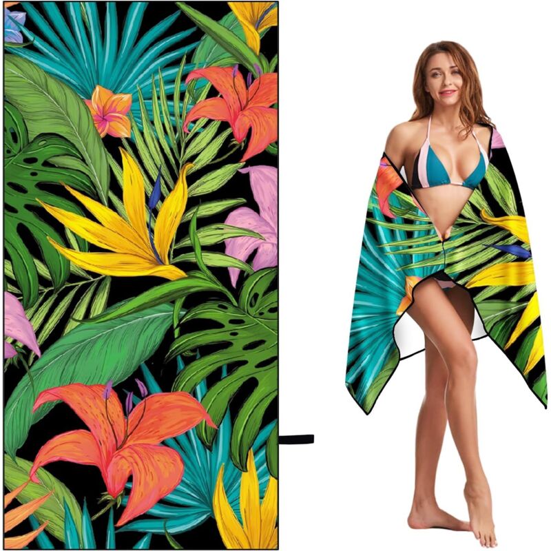 CCYKXA Serviette de Plage en Microfibre, Grande Serviette de Plage 160 x 80 cm, sans Sable, Séchage Rapide Et Ultra Légère en Microfibre pour La