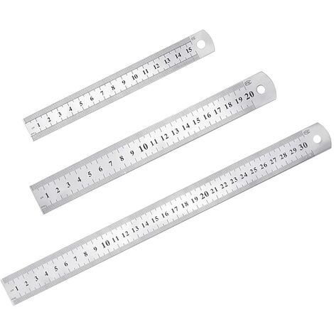 Ccykxa – Set de 3 règles en acier inoxydable – Longueurs 15/20/30 cm – Double face avec échelles claires – Résistantes à l'usure et à la corrosion