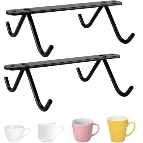 CCYKXA Set di 2 portabicchieri da appendere, gancio sottopensile, gancio per appendere bicchieri, ganci per riporre bicchieri da vino e da birra, per tazze, tazze da caffè, bicchieri da birra, cucina