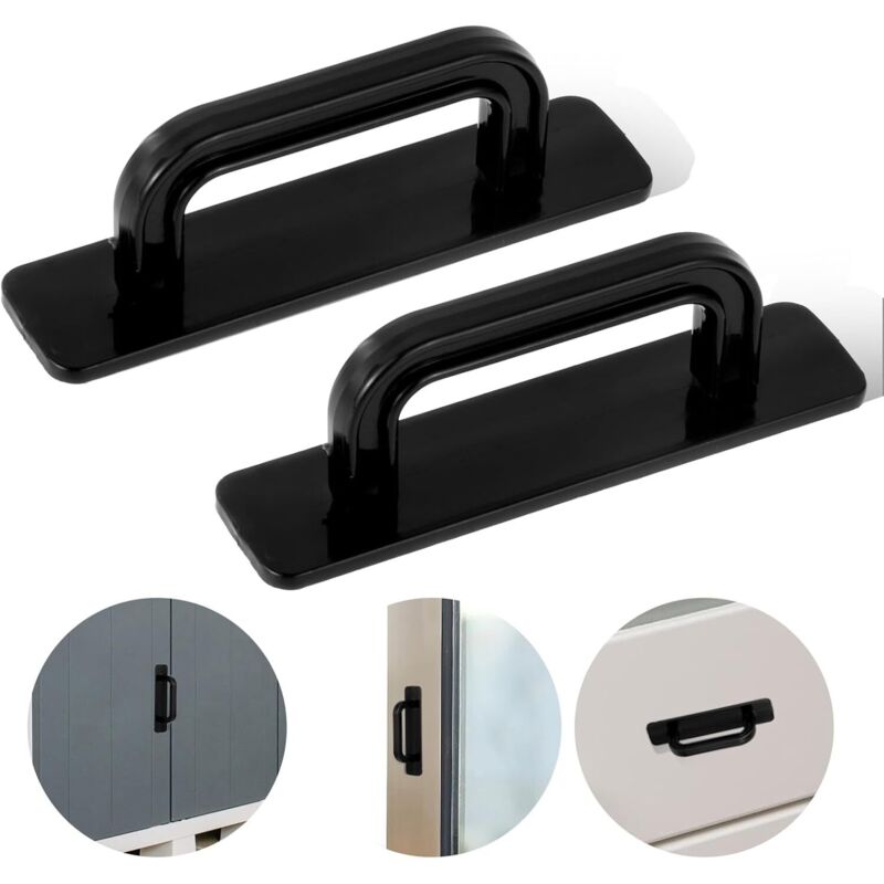 CCYKXA Set of 2 self-adhesive balcony door handles, 100 mm, black, furniture handles, no drilling required, for kitchen cabinets, wardrobe