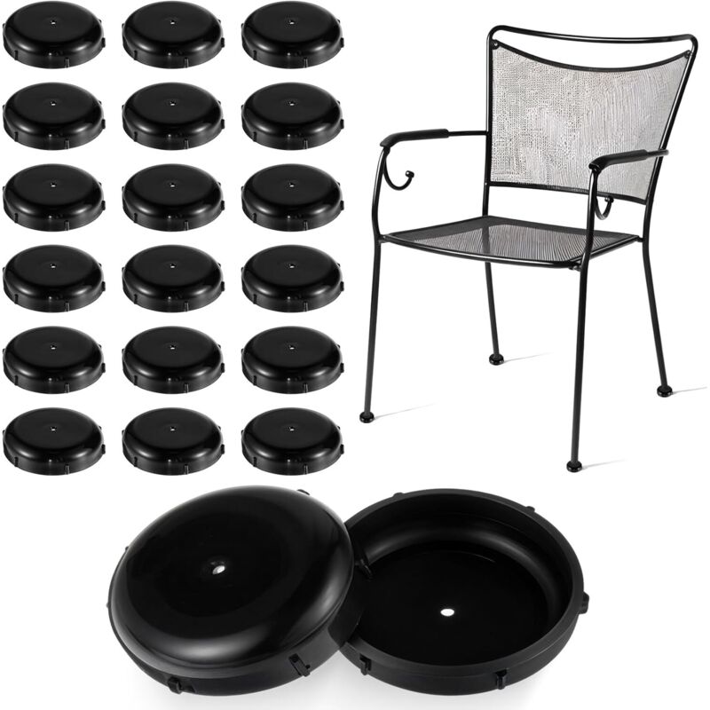 CCYKXA Set of 20 patio furniture leg caps, 3.8 cm round plastic caps for wrought iron furniture - Black caps for metal chair legs and garden tables