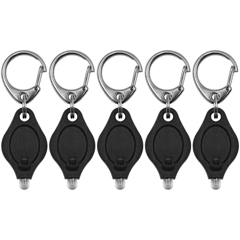 CCYKXA Set of 5 mini LED flashlight keychains, ultra-bright with spring-loaded carabiner (black)