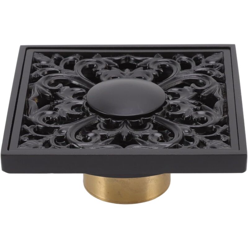 Siphon de Sol de Douche Carré en Acier Inoxydable de Style Européen Antique en Cuivre avec écran Filtrant pour Couvercle de Vidange Adapté Aux