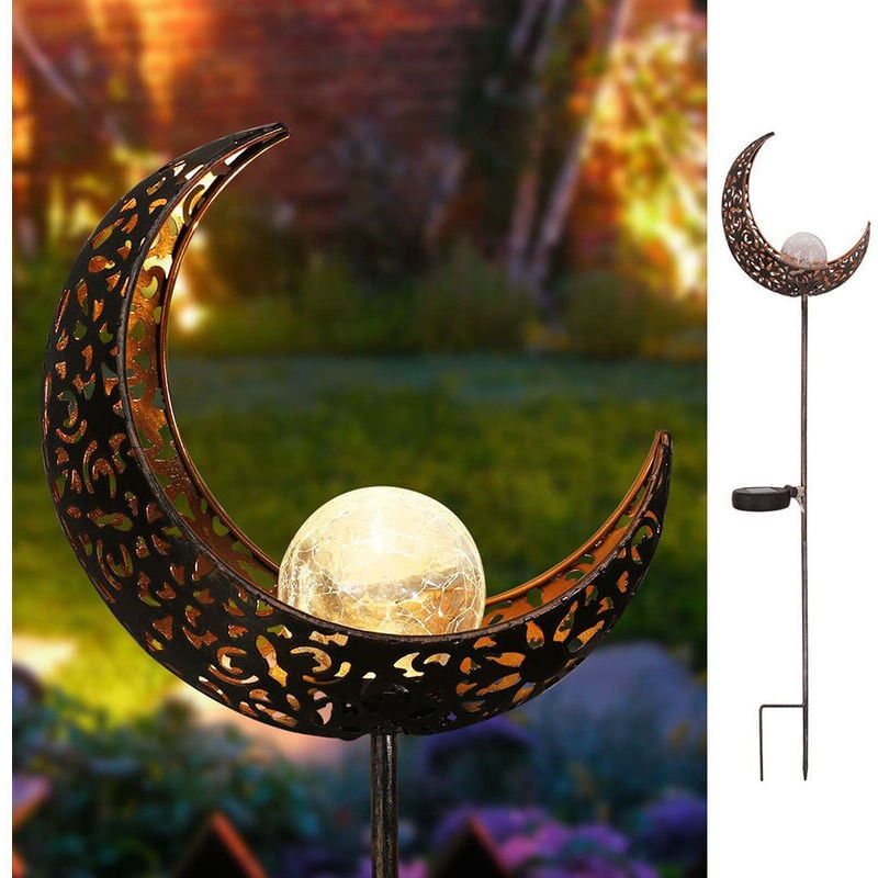 Solar Panel Moon Hollow Pattern Lawn Light Outdoor Waterproof Stainless Steel - Ccykxa