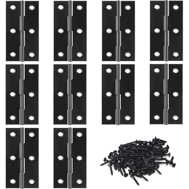 CCYKXA Stainless Steel Hinge, Door Hinges, Folding Door Hinges, Door Hinge, For Home Furniture Hardware Cabinet Drawer Door Guard, 10 Pieces, with 60