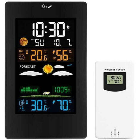 Retoo Thermomètre avec sonde extérieure, heure, thermomètre intérieur  extérieur, hygromètre intérieur, hydromètre d'humidité, thermomètre  intérieur
