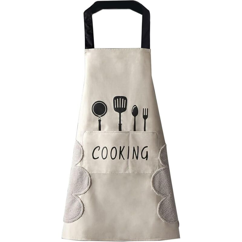 CCYKXA Tablier de cuisine pour femme avec poches pour essuyer les mains, grande poche, essuyage à la main, imperméable pour la cuisine et la