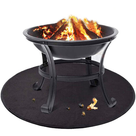 Ccykxa – Tapis ignifuge rond 91 cm – Résistant à 800 ℃ – Protection sol contre brûlures et éclaboussures – Pour barbecue et camping