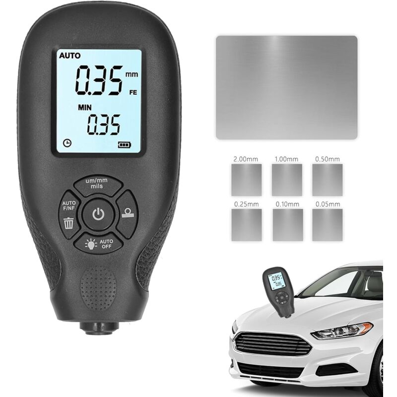 Ccykxa - Testeur D'Épaisseur, Jauge d'Épaisseur de Couche Rétroéclairée Affichage lcd, 0-2000UM Mesure Peinture Voiture Revêtement, pour Mesure de la