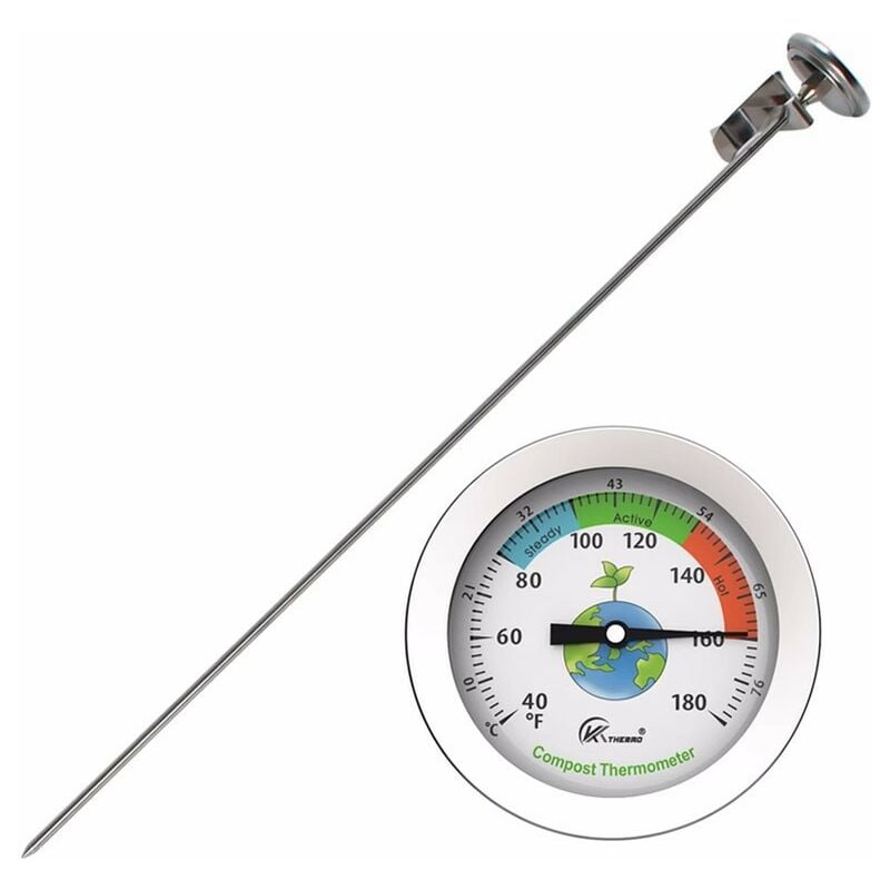 Ccykxa - Thermomètre de sol à compost Sonde en acier inoxydable Thermomètre à eau pour engrais Thermomètre alimentaire prolongé
