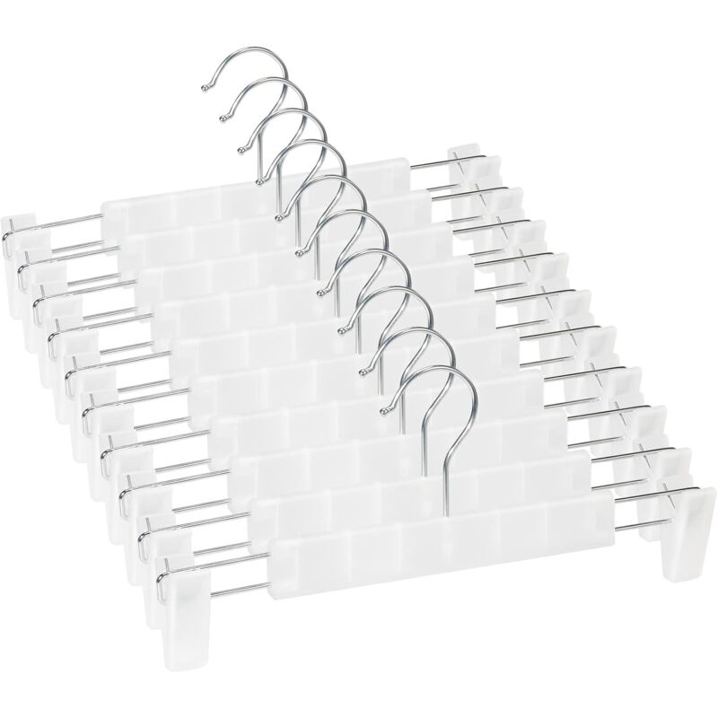 Ccykxa - translucide Lot de 10 Cintres Porte-Jupes Cintres pour Pantalon, avec 2 Pinces antidérapants et réglables, pour Pantalons Suspendus,