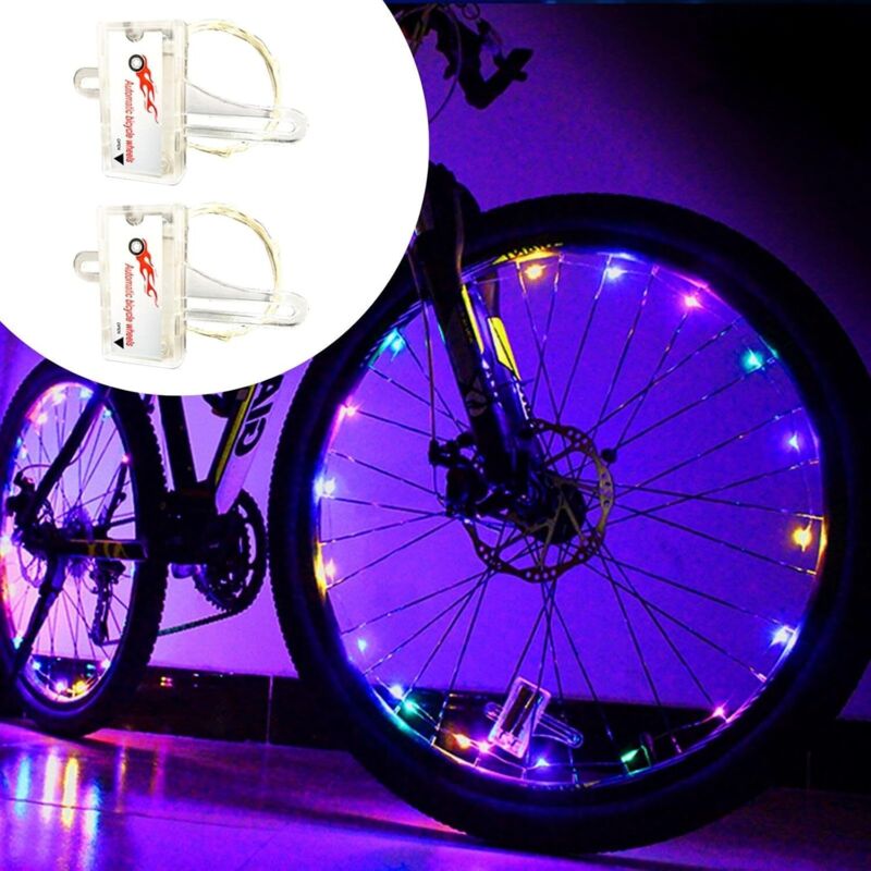 CCYKXA Ultra-bright LED lights for bicycle wheels, 2 tires for night riding (colorful)