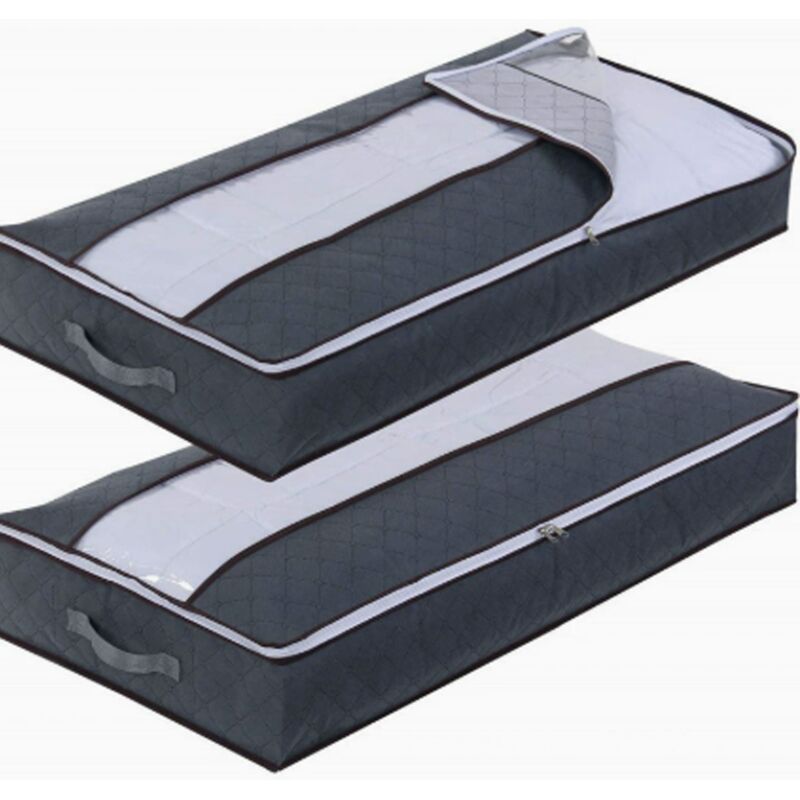 CCYKXA Under Bed Storage Bags, Set of 2, Clothes Storage Bags, Storage Bags, Zippered Storage Boxes for Duvets, Blankets, Bedding and Comforters