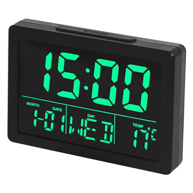 Ccykxa - Verde) Reloj despertador electrónico, pantalla lcd, hora, fecha, semana, temperatura, función de repetición, 8 tonos de llamada, volumen