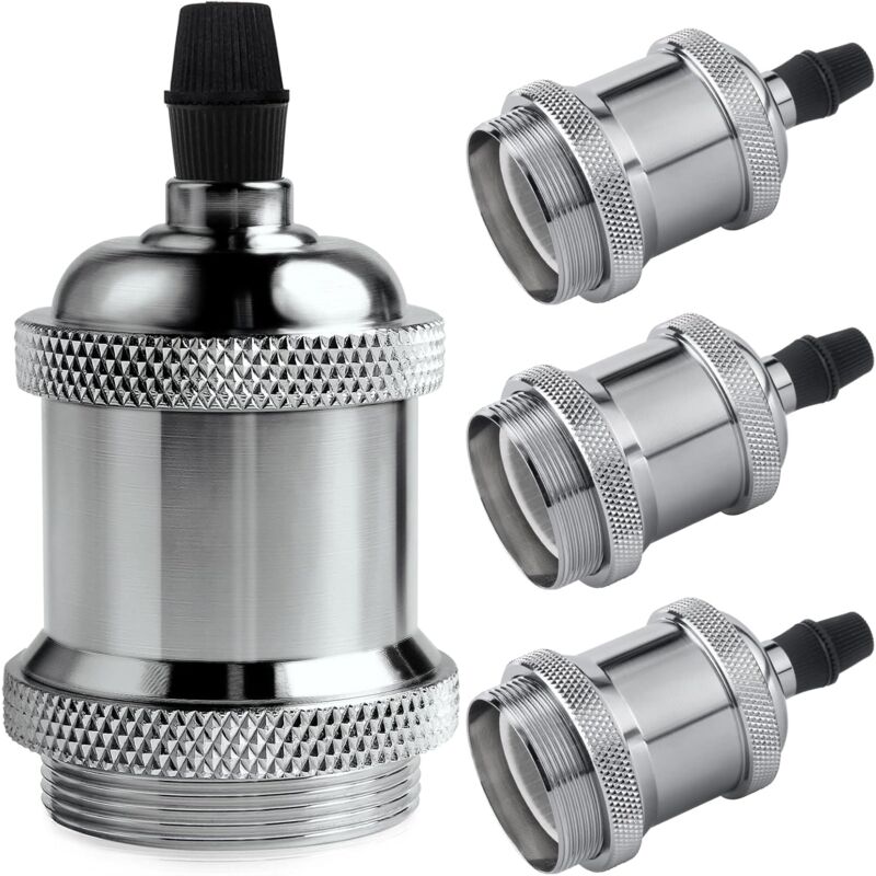 Ccykxa - Vintage E27 douille de lampe, Edison retro suspension lampe, Solide céramique adaptateur, 4 Pièces couleur chrome socket