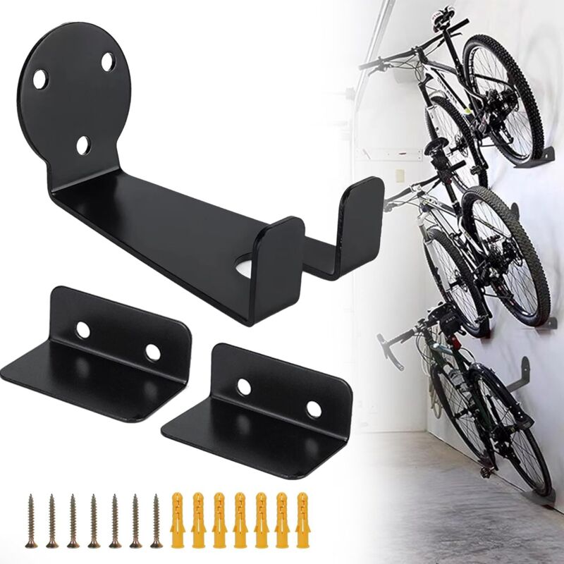 CCYKXA Wall-Mounted Bike Rack, Sturdy Bike Support, Black Wall-Mounted Bike Rack, Hook Kit Suitable for Electric Bikes, Mountain Bikes and City