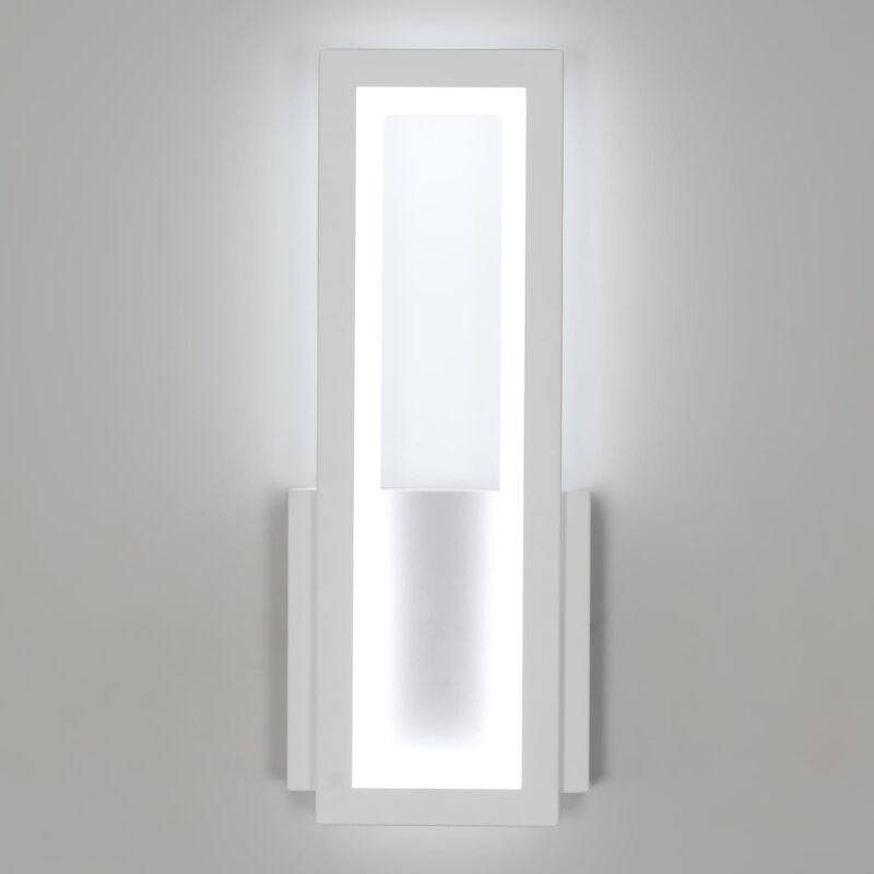 CCYKXA White LED Indoor Wall Light, 17W Modern Black Acrylic Wall Lamp, White Light Wall Fixture for Bedroom, Living Room, Hallway, Staircase, 32CM