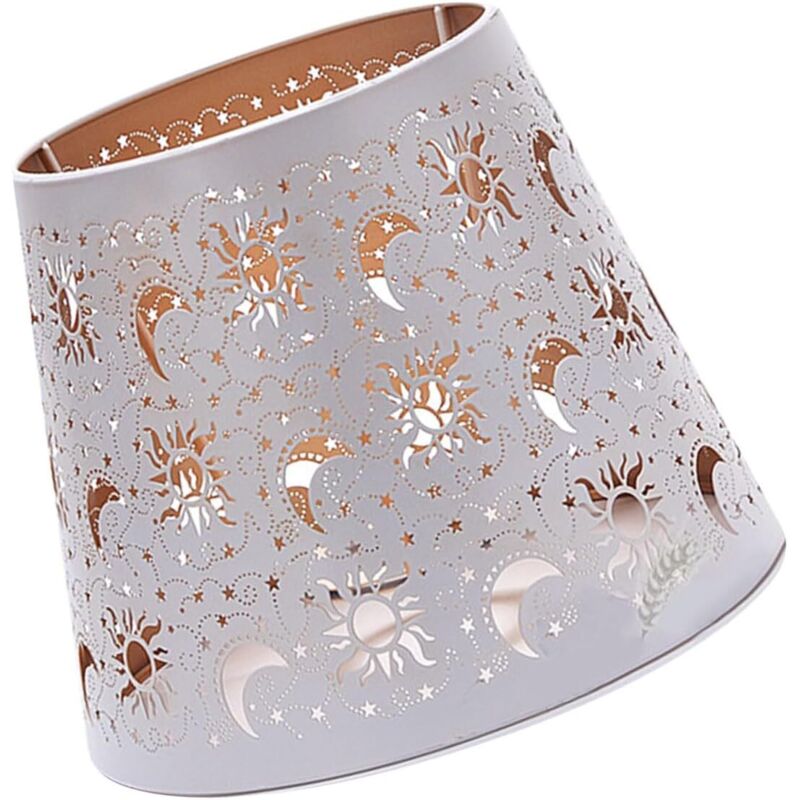 CCYKXA White Metal Lampshade, Hollow Iron Lampshade, Lampshade with Metal Engraving Process, Clip-on Lampshade, Replacement Lamp Cover (13 x 19 x
