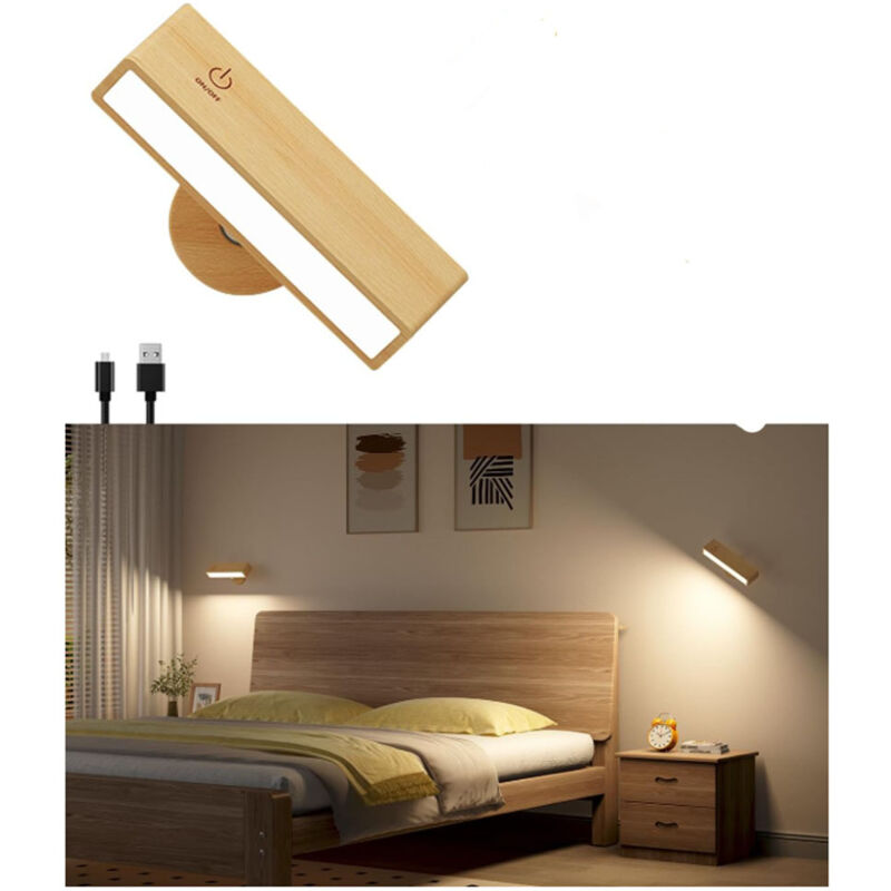 CCYKXA Wireless Wall Light, Rechargeable Wireless Wall Lamp, Battery Operated Stepless Dimming Wall Light, Touch-Sensitive Bedside Wall Lamp for