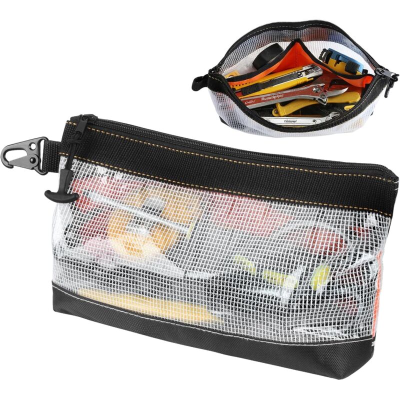 CCYKXA Zipped Tool Bag, Transparent PVC Material, Waterproof and Anti-static Tool Storage, Metal Hook Pouch, Bag with Zipper