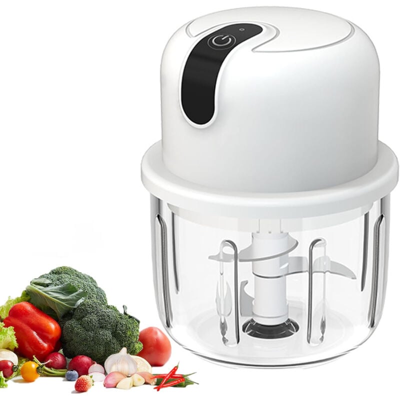 Ccykxa - a 1 pcs Mini Hachoir Électrique 300ml, Petit Mixeur Electrique Rechargeable usb Hachoir Oignon Mini Hachoir, Mini Robot de Cuisine Pour