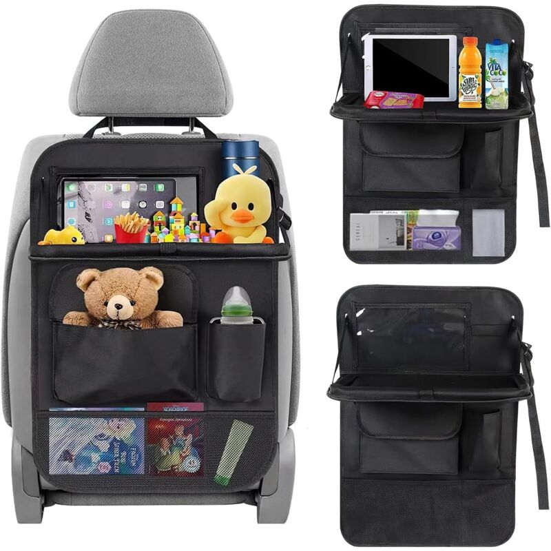 Ccykxa - a 1 pcs Organisateur de Siège de Voiture, Sac de Rangement de Voiture Avec Table Pliante et Pochette Pour Tablette/Téléphone Portable