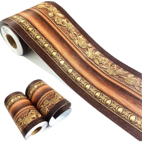 CCYKXAA 10,6 cm x 5 m 1 rotolo Elegante bordatura murale 3D in marrone scuro per bagno, soggiorno, cucina