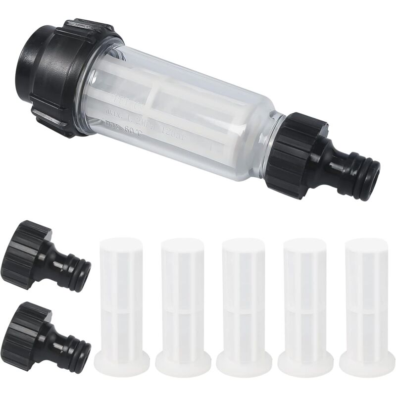 Ccykxa - a (11×3.3×3.3cm) Filtre à eau avec Insert de Filtre, 8 Pcs Filtre pour Nettoyeur Filtre Tuyau Arrosage avec Raccord d'eau 3/4' pour Tous les