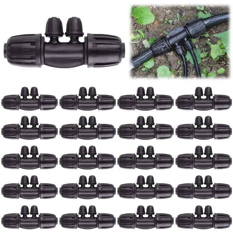 Ccykxa - a 20 Pièces Connecteurs t Barbelé Verrouillés, Kit Raccords d'Irrigation Goutte 1/2 Pouce à 1/4 Pouce 12/16mm 4/7mm Connecteur Verrouillage
