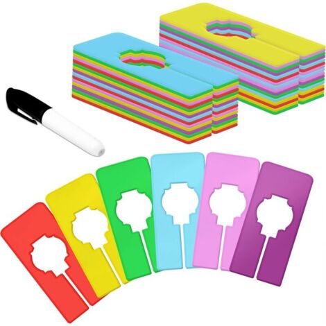 CCYKXAA 30 divisori per guardaroba, divisori rettangolari per grucce in 6 colori con pennarello, scrivibili e riutilizzabili