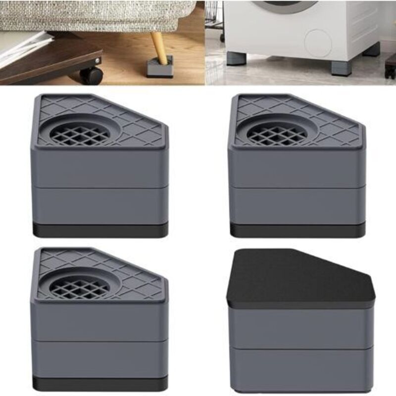 A 4 pcs Rehausseurs de meubles,Pieds anti-vibreur Machine à laver universels,Pieds Machine à laver Sèche-linge,Empilables 8 cm,PP&Caoutchouc - Ccykxa