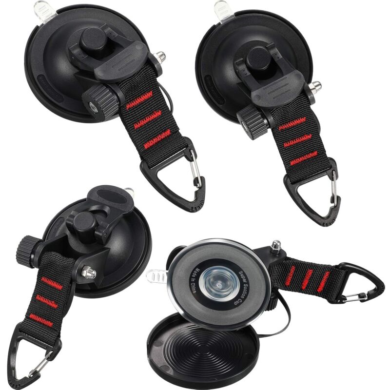 A 4 Pièces Ancre à Ventouse avec Fixation du Crochet d'Arrimage, Crochet de Fixation de Ventouse Auvent pour Tentes Latéral de Voiture Accessoire de