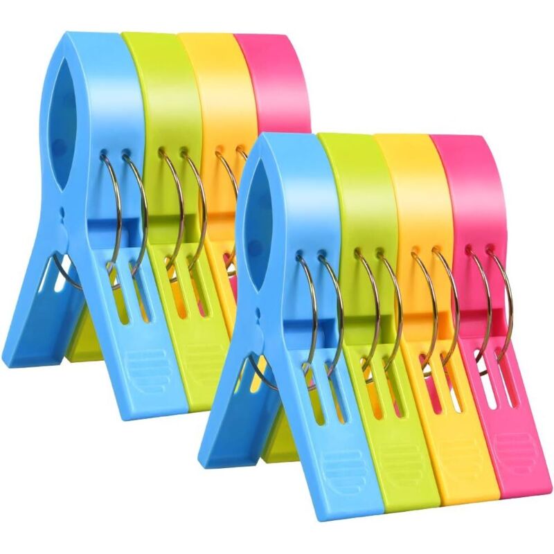 A 8pcs Pinces Serviette Plage, Clip de Brise Vent, Durable Grosse Pince Plastique pour Serviettes Quilt Vêtement Couettes Draps Tapis Nappe - Ccykxa