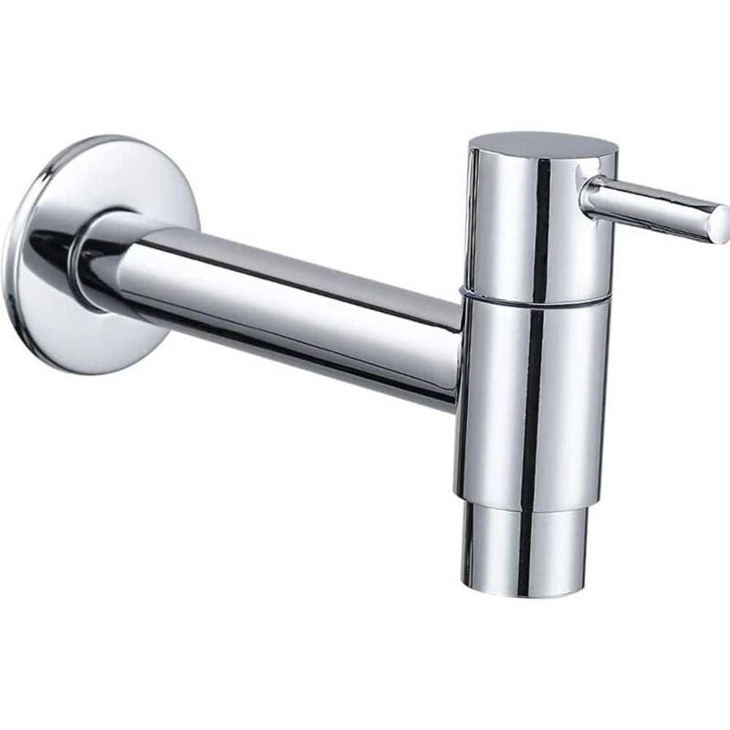 Ccykxa - a Argent Robinet Piscine Vadrouille, Robinet Mural Noir Robinet Mural, Robinet Froid, Robinet pour Salle De Bain, Évier, Balcon, Cuisine