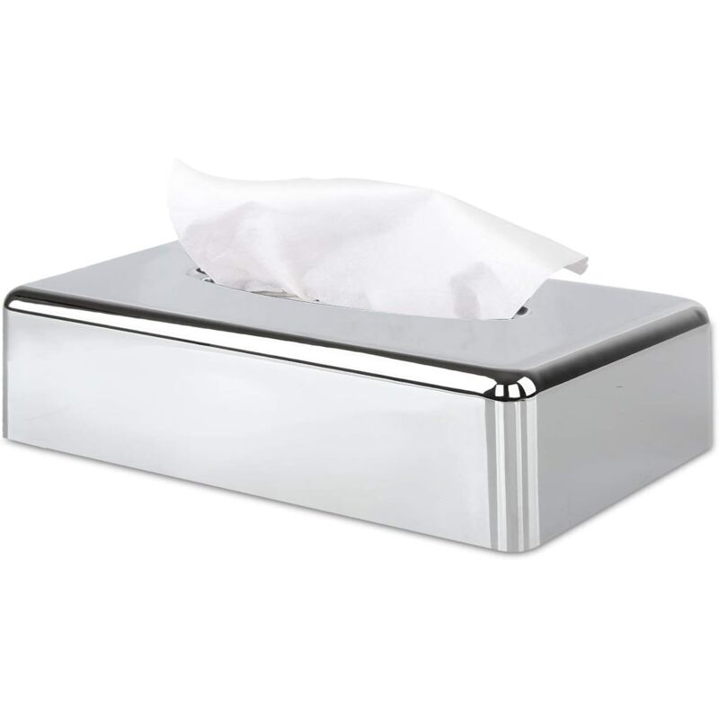 A Argenté Support rectangulaire pour boîte à mouchoirs avec Miroir - pour la Maison, Le Bureau et la Voiture - Ccykxa