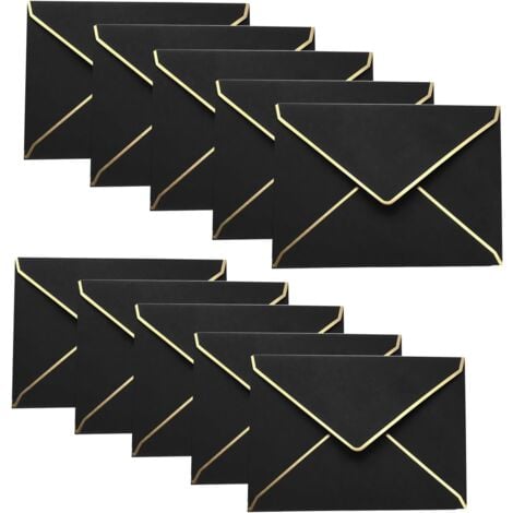 CCYKXAA (Black)50 A7 Invitation Envelopes, V-Flap Envelopes with Gold Trim for Wedding Gift Cards, Invitations, Graduation, Baby Shower, Parties