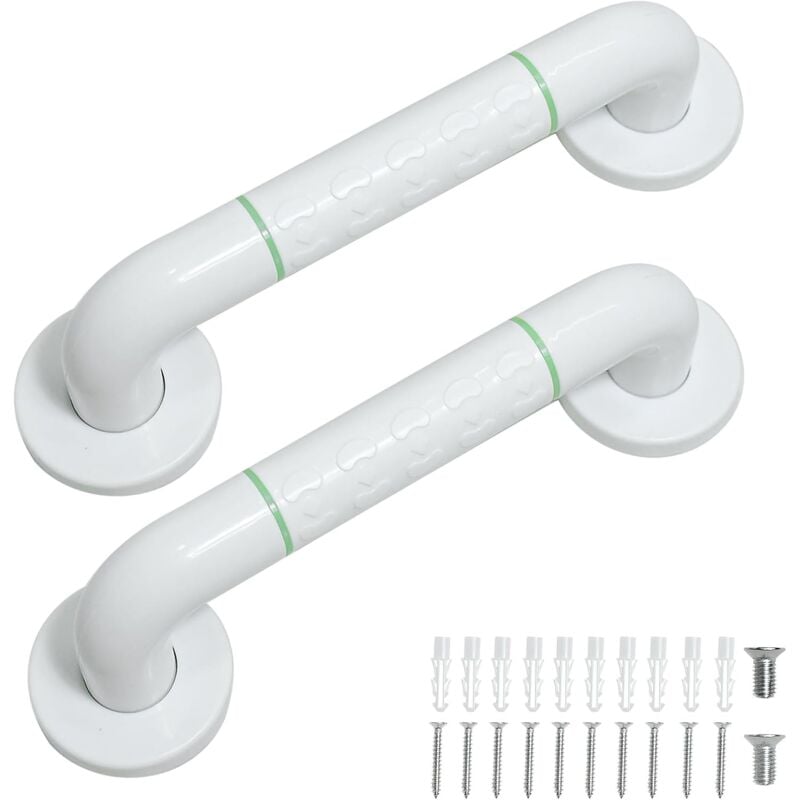 Ccykxa - a Blanc -Lot de 2 Barre d'Appui pour Personnes Âgées, de Barre d'Appui Douche 30cm - Barre d'Appui wc Pour Salle de Bain en Acier