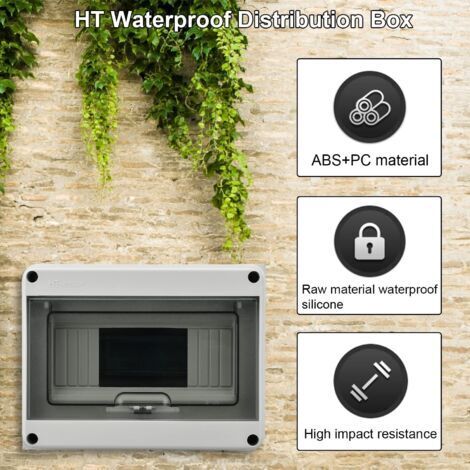 CCYKXAA Contenitore elettrico impermeabile, IP65 Contenitore elettrico impermeabile per esterni, 8 moduli, con 4 terminali, 2 connettori, per uso esterno, siti industriali, stazioni di ricarica (8 mod