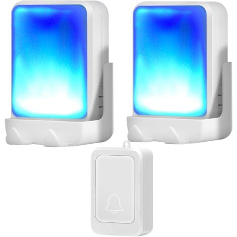 CCYKXAA Flash Doorbell with 7 Bright Light Colors and 4 Volumes - Wireless Doorbell - Home/Office - Suitable for Elderly and Hearing Impaired - 1 Transmitter with 2
