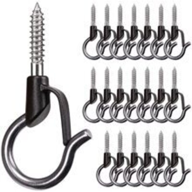 A Lot de 40 crochets de suspension en acier inoxydable avec vis pour garage, fête du Nouvel An, extérieur Fil facile à démouler et lumières led