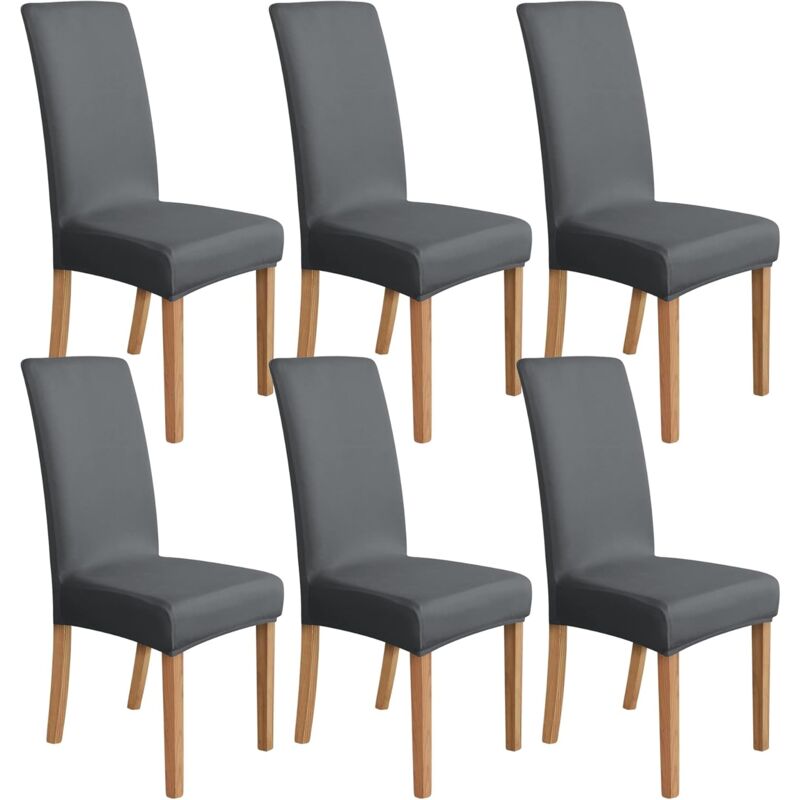 A Lot de 6 Housses extensibles pour chaises de salle à manger, 48x48x70centimètres, gris foncé - Ccykxa