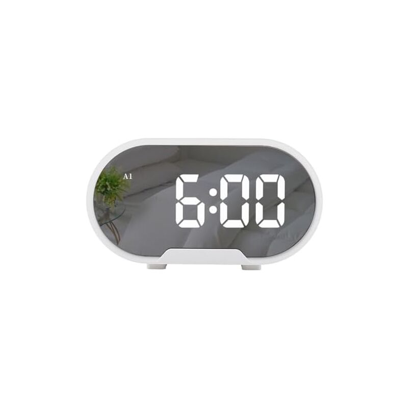 Ccykxa - a Réveil en Miroir Horloge led Double Ports de Charge usb Volume Ajustable Luminosité Fonction Snooze Fonction Simple d'utilisation Horloge