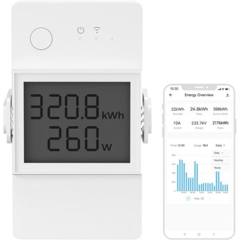 CCYKXAA WLAN-Router mit Stromverbrauchsmessung, 16A/4000W Hochleistungs-Funkschalter, Wattmeter, LCD-Bildschirm