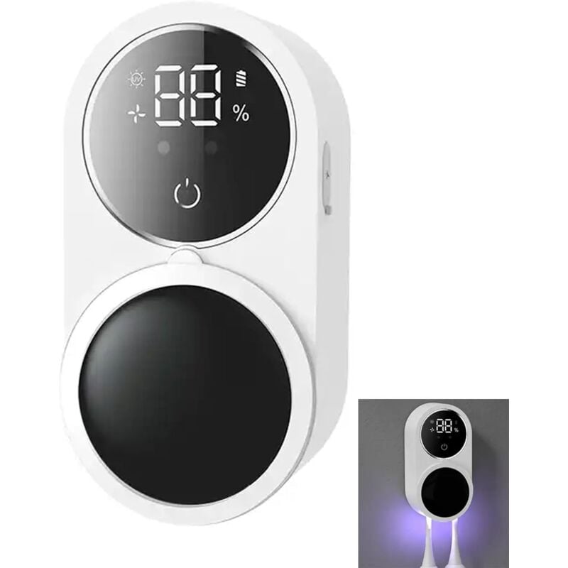 Brosse à Dents Désinfectante uv, Stérilisation uv Porte-Brosse à Dents,Porte Brosse à Dents Mural avec Fonction Stérilisateur,Organiseur de Brosse à