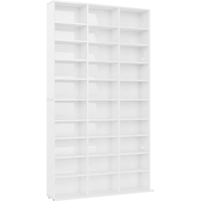 Cd Cabinet High Gloss White 102x16x177.5 cm Engineered Wood Vidaxl