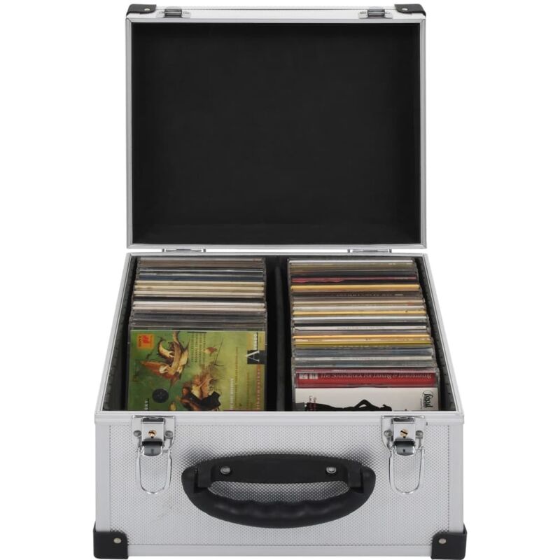 vidaXL Cd Case for 40 Cds Aluminium Abs Silver, Silver