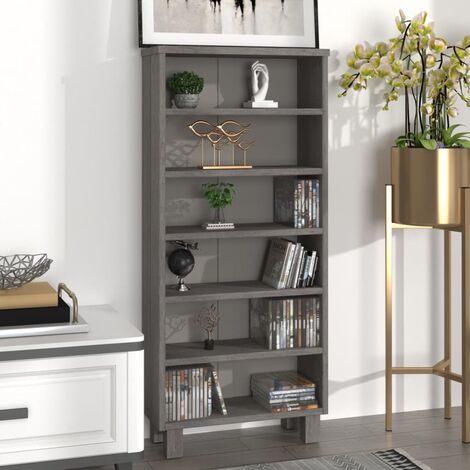 CD-Regal Hellgrau 45x18x100 cm Massivholz Kiefer